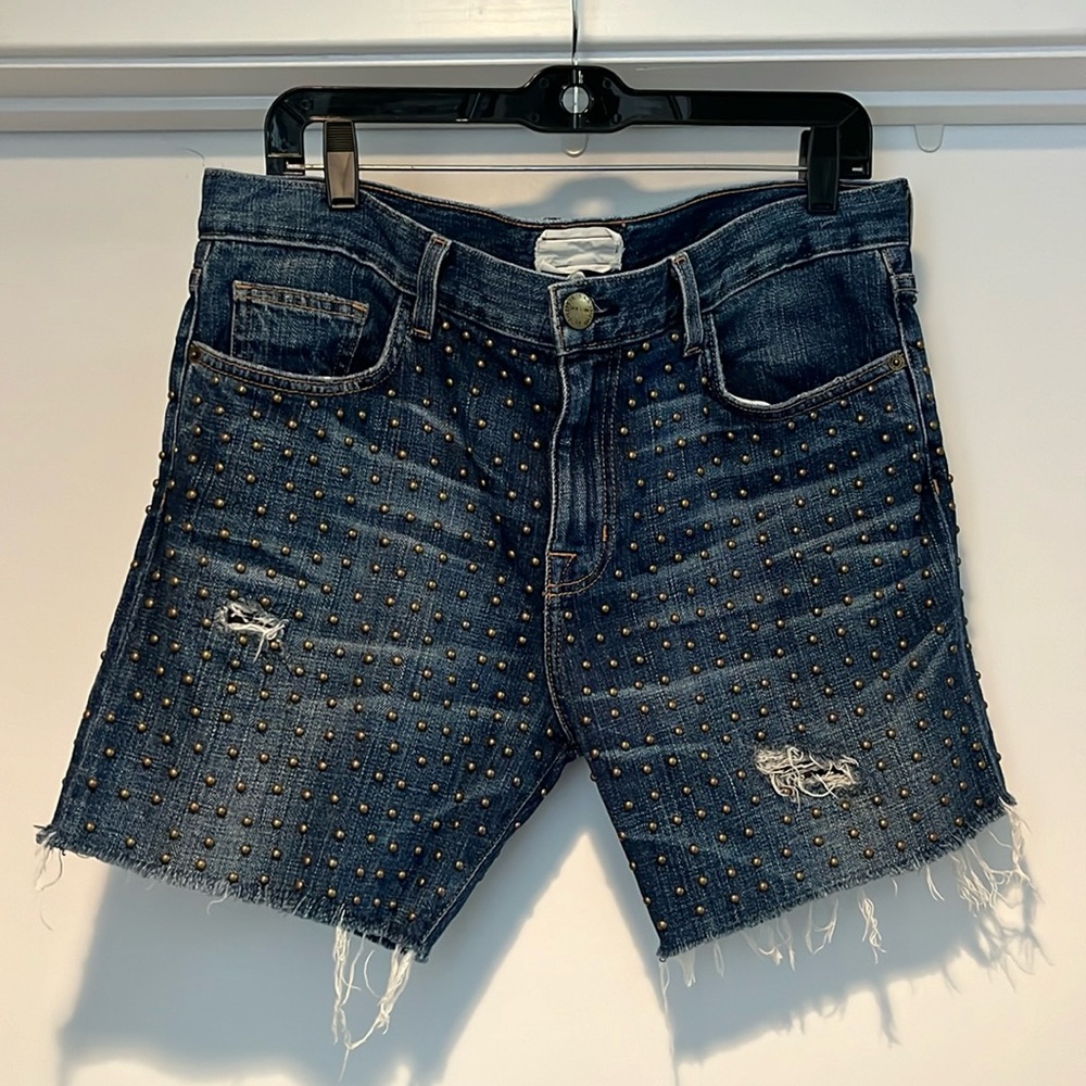 Current/Elliott The cut off boyfriend shorts with bronze studs